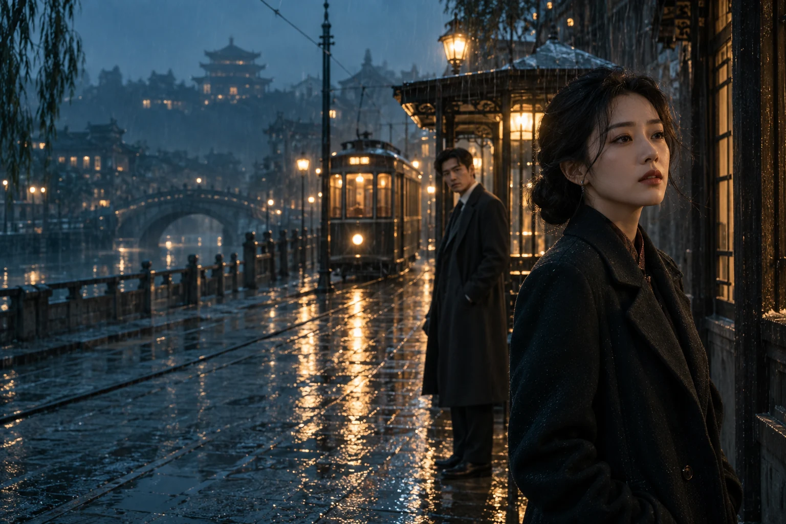 雨停之前:雨夜老街上的成年男女主角